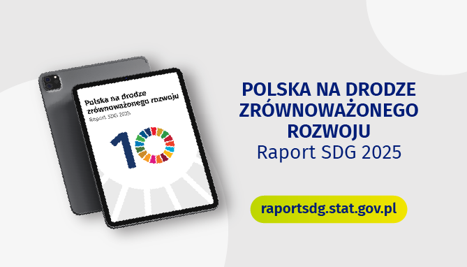 Na zdjęciu tablet obok tekst: Polska na drodze do zrównoważonego rozwoju Raport SDG 2025