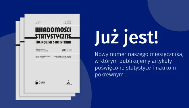 Na grafice znajduje się tekst: „Już jest! Nowy numer naszego miesięcznika, w którym publikujemy artykuły poświęcone statystyce i naukom pokrewnym