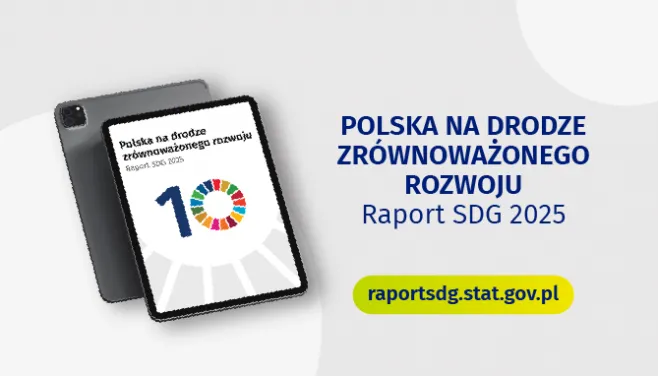 Na zdjęciu tablet obok tekst: Polska na drodze do zrównoważonego rozwoju Raport SDG 2025