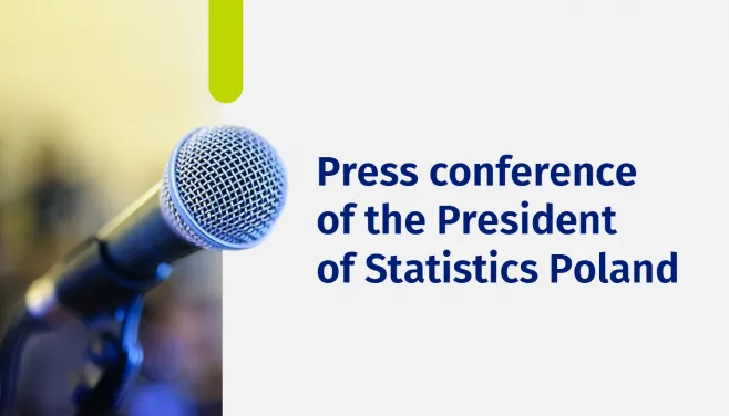 Grafika dekoracyjna z tekstem: Konferencja prasowa Prezesa GUS Dane o Polsce w 2025 r. - fakty, mity, rzeczywistość. 30 stycznia 2026 r., godz.: 10:00 Transmisja na żywo na kanale GUS na YouTube