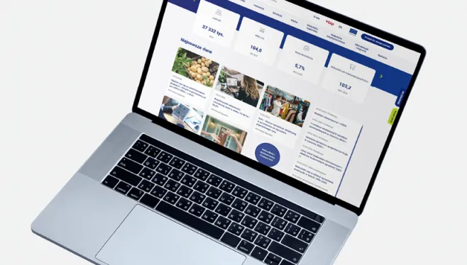Laptop z wyświetlonym nowym portalem informacyjnym GUS