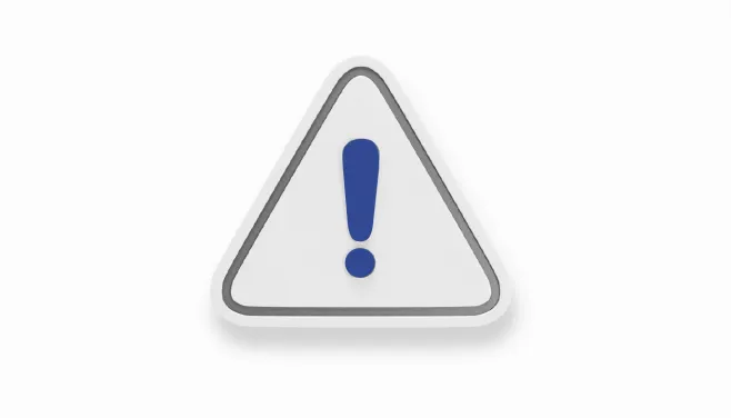 Niebieski wykrzyknik na tle trójkątnego znaku ostrzegawczego