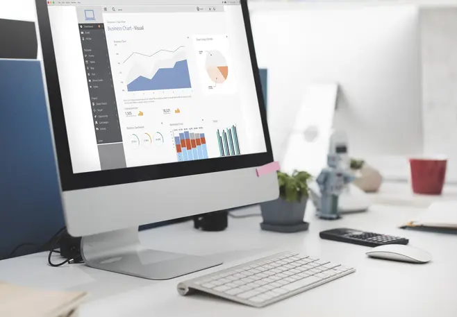 Charts on a laptop screen