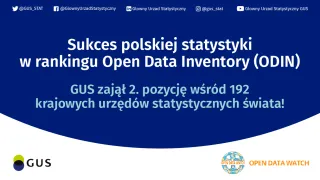 Powiększ obraz: Grafika promująca sukces polskiej statystyki w rankingu Open Data Inwentory