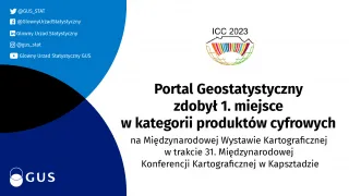 Powiększ obraz: Grafika promująca Portal Geostatystyczny. Adresy kont GUS na portalach społecznościowych znajdują się w stopce strony.