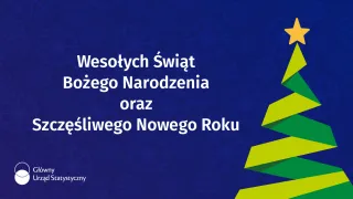 Powiększ obraz: Grafika przedstawiajaca bożonarodzeniowe drzewko oraz tekst: Wesołych Świąt oraz szczęśliwego Nowego Roku!
