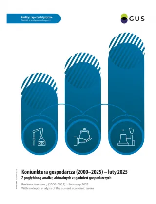 Powiększ obraz: Okładka  publikacji  "Koniunktura  gospodarcza  (2000–2025)  -  luty  2025"