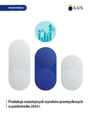 Powiększ obraz: Okładka  publikacji  "Produkcja  ważniejszych  wyrobów  przemysłowych  w  październiku  2024  roku"