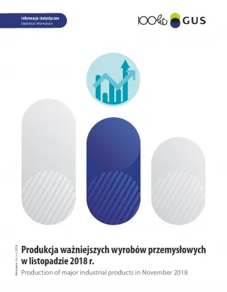 Powiększ obraz: Okładka  publikacji  Produkcja  ważniejszych  wyrobów  przemysłowych  w  listopadzie  2018  roku