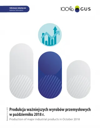 Powiększ obraz: Okładka  publikacji  Produkcja  ważniejszych  wyrobów  przemysłowych  w  październiu  2018  roku