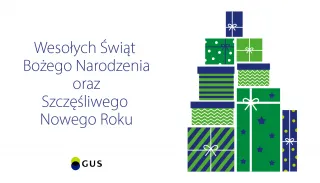 Powiększ obraz: Description  "Best wishes for Christmas and the New Year!" nerby the Christmas tree with gifts