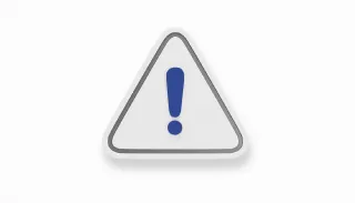 Powiększ obraz: Niebieski wykrzyknik na tle trójkątnego znaku ostrzegawczego